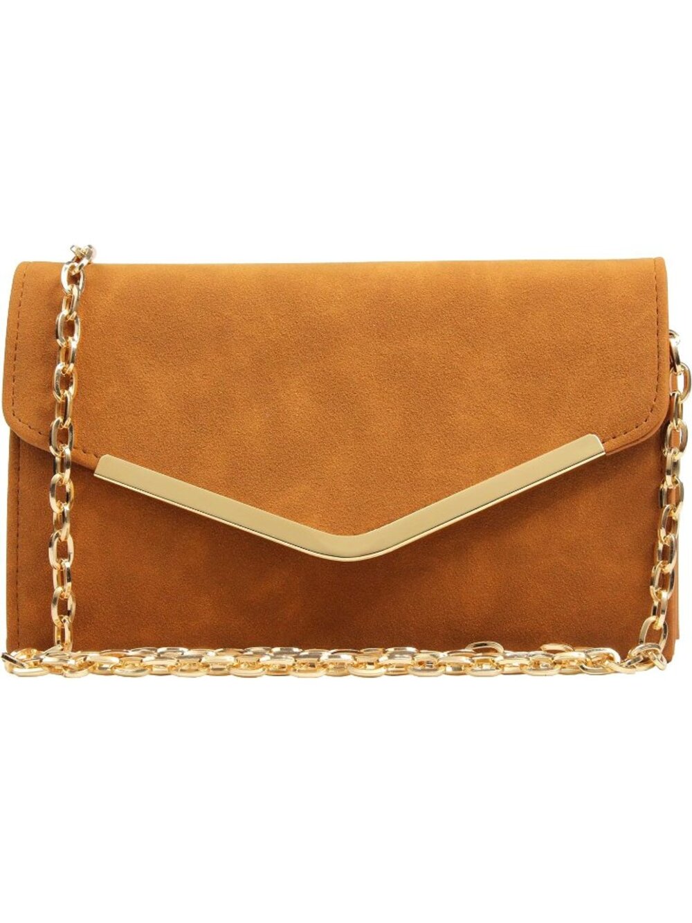 Women's Brown 1 Clutch Purse Envelope Handbag Detachable Chain for Evening Bag
